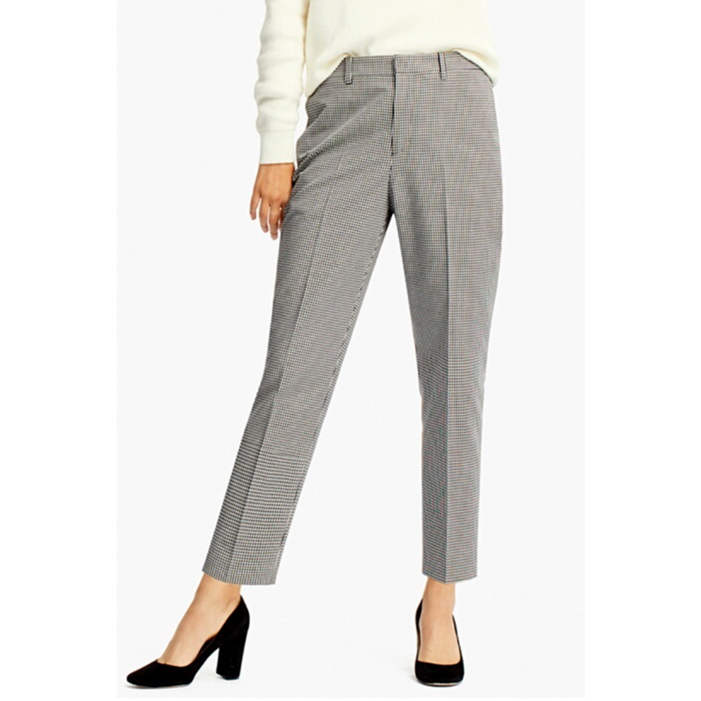 NEW Women's Uniqlo Pants Size 6 Easy Care Stretch Cropped Pants Gingham Check